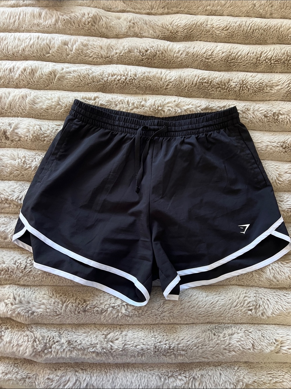 Gymshark Women’s Black Athletic Shorts with White Trim